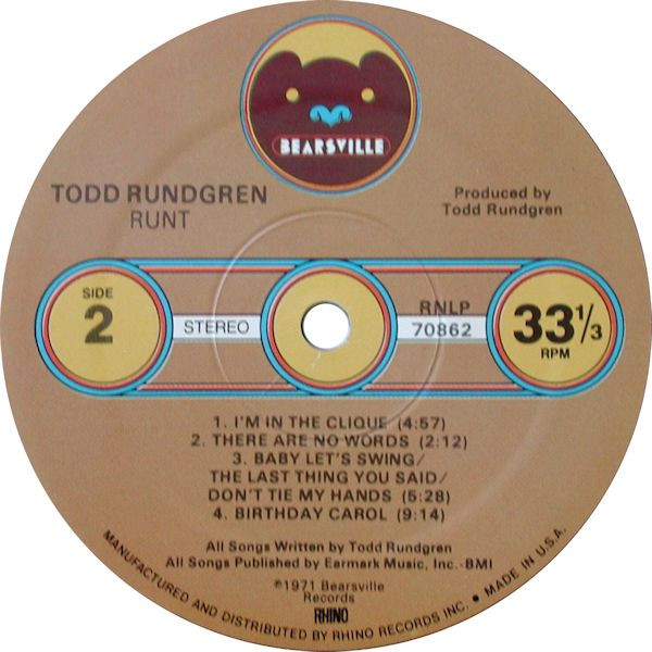 Todd Rundgren - Runt - Vinyl Record VG+/VG+ (Pre Loved) - Image 4