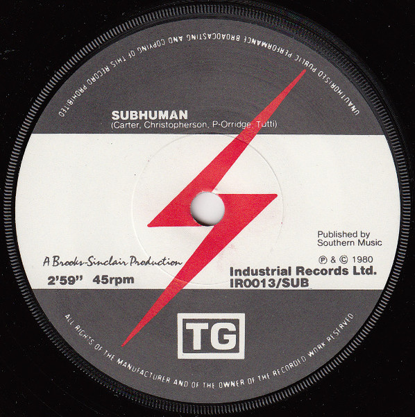 Throbbing Gristle - Subhuman / Something Came Over Me - 7 inch Vinyl Record VG+/VG+ (Pre Loved) - Image 4