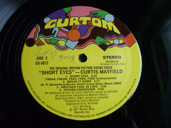 Curtis Mayfield - Short Eyes - The Original Picture Soundtrack - Vinyl Record VG+/VG+ (Pre Loved) - Image 4