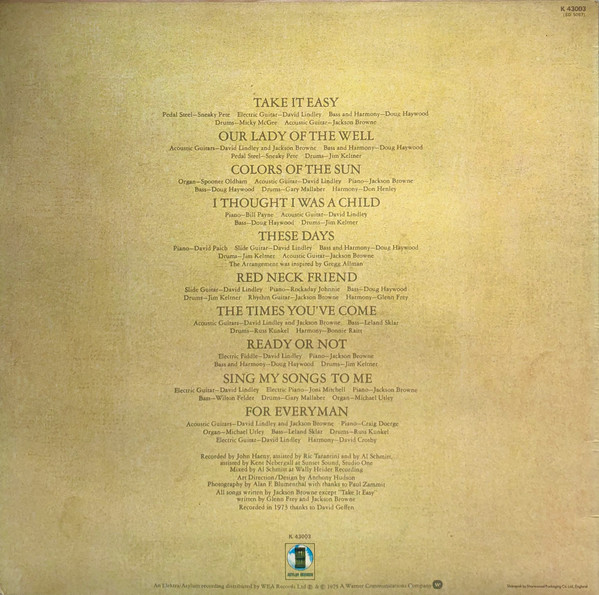 Jackson Browne - For Everyman - Vinyl Record VG+/NM (Pre Loved) - Image 2