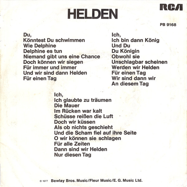 David Bowie - Helden - VG+ / NM or M- (7"-Pre Loved) - Image 2