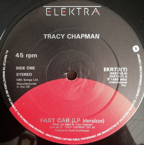 Tracy Chapman - Fast Car - Vinyl Record VG+/VG+ (Pre Loved) - Image 3