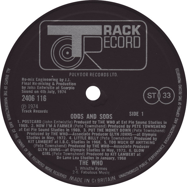 The Who - Odds & Sods - Vinyl Record VG/VG+ (Pre Loved) - Image 3