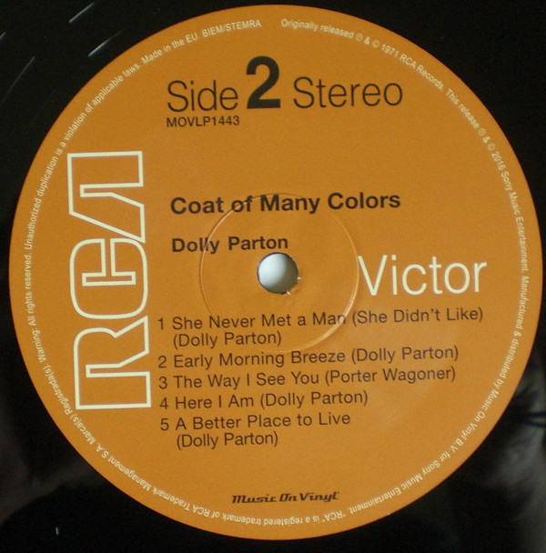 Dolly Parton - Coat Of Many Colors - Vinyl Record NM/NM (Pre Loved) - Image 4