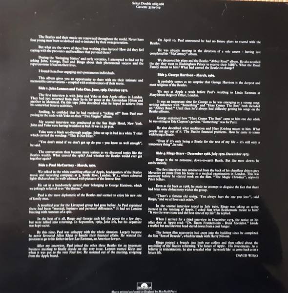 The Beatles / David Wigg - The Beatles Tapes From The David Wigg Interviews - Vinyl Record VG+/NM (Pre Loved) - Image 2