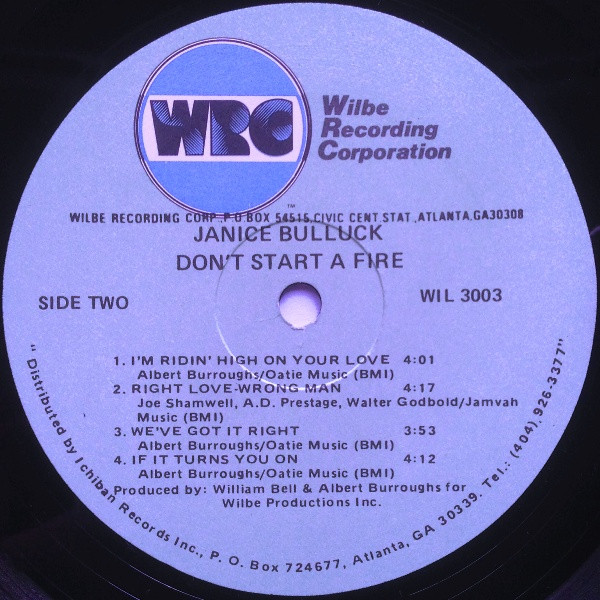 Janice Bullock - Don't Start A Fire - Vinyl Record VG+/VG+ (Pre Loved) - Image 4
