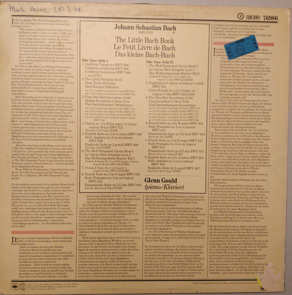 Glenn Gould, Johann Sebastian Bach-1