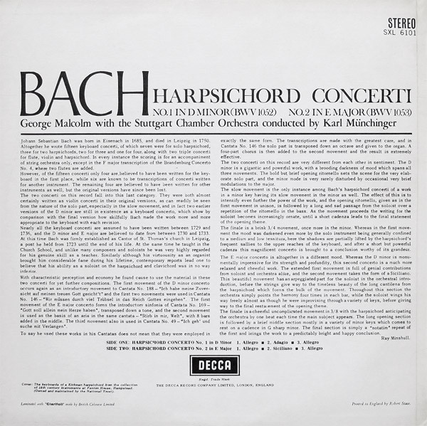 Johann Sebastian Bach, George Malcolm, Stuttgarter Kammerorchester, Karl Münchinger-1